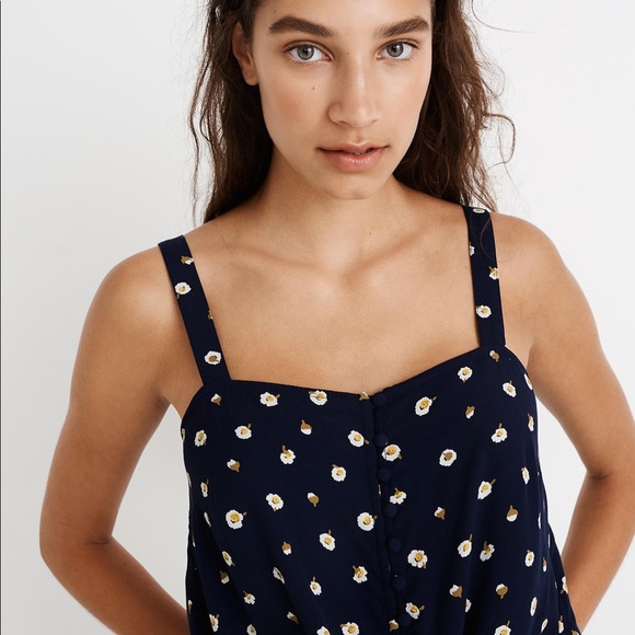 Madewell Button-Front Tie Tank in Daisy Dots - Picture 4 of 5